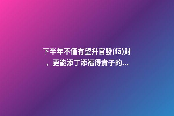 下半年不僅有望升官發(fā)財，更能添丁添福得貴子的生肖-第1張-觀點-玄機派